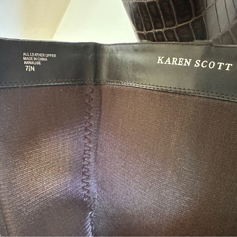 Karen Scott Crocodile Pattern Black Over the Knee Boots - Picture 4 of 7